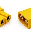 Paire de connecteurs XT60 vue de face, broches dorées