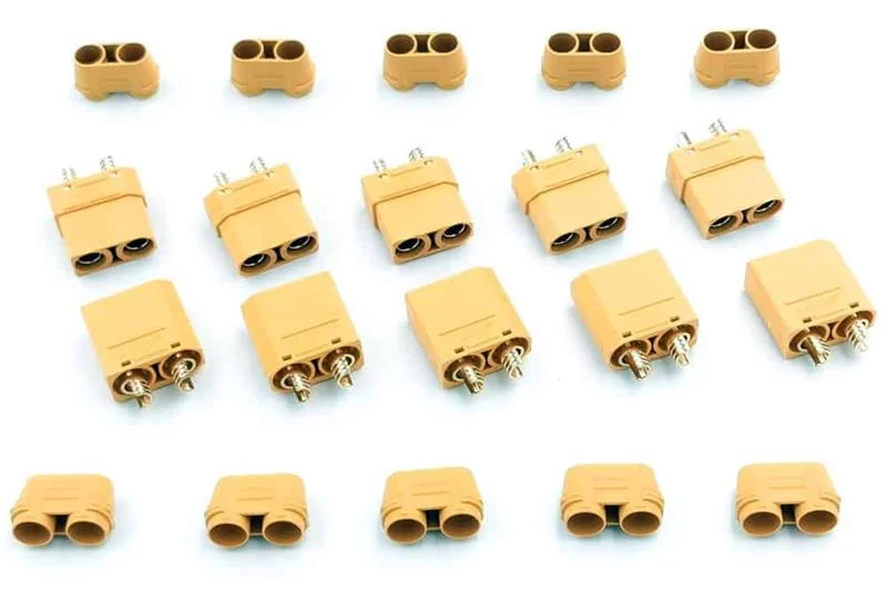 Deux connecteurs XT90 Amass jaunes, mâle et femelle