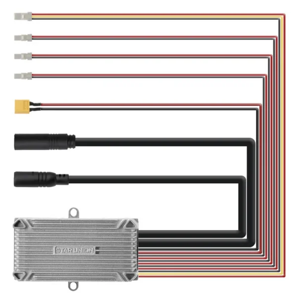 Faisceau complet du contrôleur Ecoxtrem Bison déployé, avec son connecteur XT60 Faisceau complet du contrôleur Ecoxtrem Bison déployé, avec son connecteur XT60