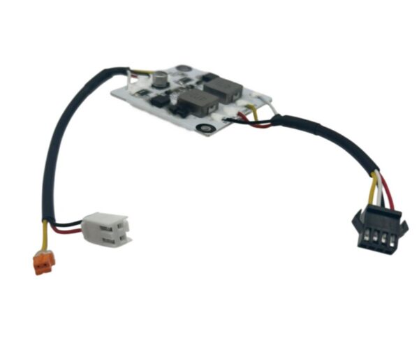 Contrôleur LED du phare Dualtron Alien vu de dos, connecteurs codés du faisceau