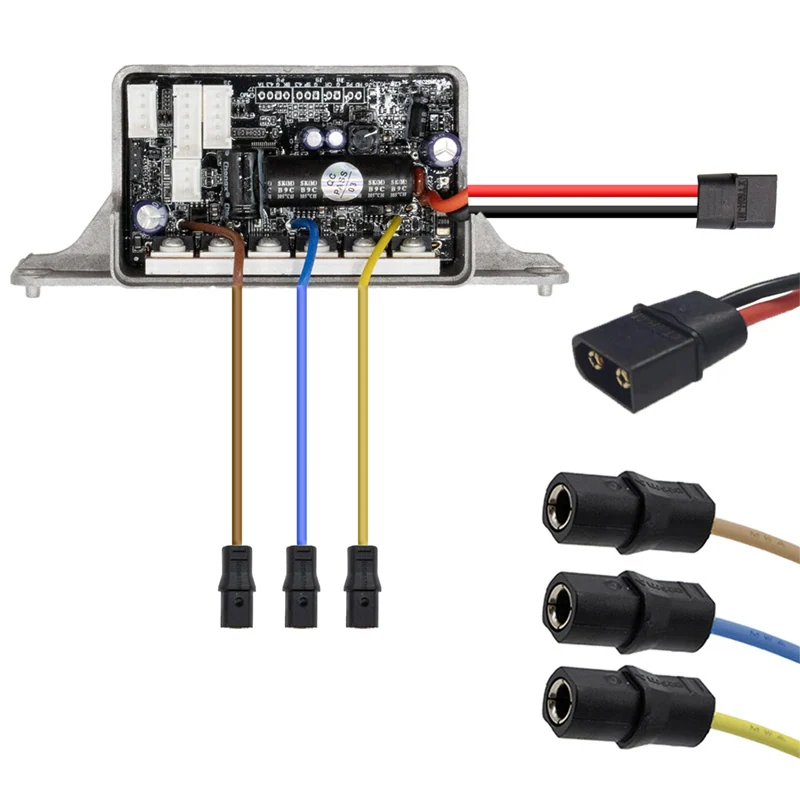 Contrôleur NIU KQi3 Pro et KQi3 Max ouvert : carte de puissance et faisceaux de sortie