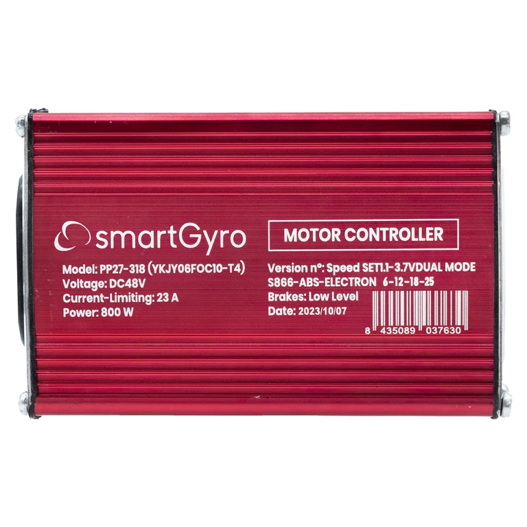 Étiquette du contrôleur SmartGyro : 48 V, 23 A, 800 W, paliers 6-12-18-25 km/h