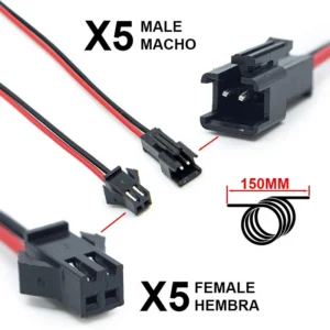 Cordons SM 2 broches 15 cm — 5 mâles et 5 femelles