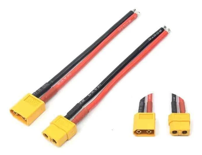 Cordons XT60 mâle et femelle avec câble silicone rouge et noir