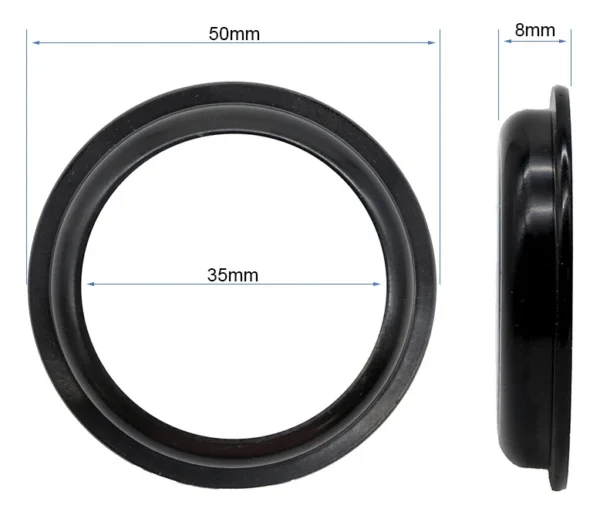 Plan coté de la coupelle : 50 mm de diamètre extérieur, 35 mm d'alésage, 8 mm de hauteur Plan coté de la coupelle : 50 mm de diamètre extérieur, 35 mm d'alésage, 8 mm de hauteur