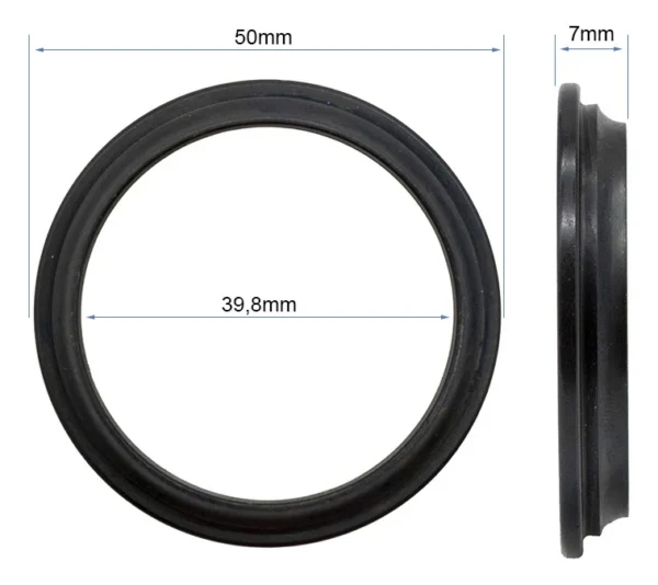 Plan coté de la coupelle : 50 mm de diamètre extérieur, 39,8 mm d'alésage, 7 mm d'épaisseur