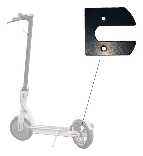 Emplacement du coupleur repéré par une flèche vers la roue arrière de la trottinette Emplacement du coupleur repéré par une flèche vers la roue arrière de la trottinette