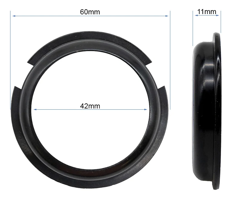 Plan coté de la cuvette : 60 mm de diamètre extérieur, 42 mm d'alésage, 11 mm de hauteur