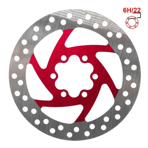 Disque de frein 120 mm 6 trous, araignée rouge, piste ajourée