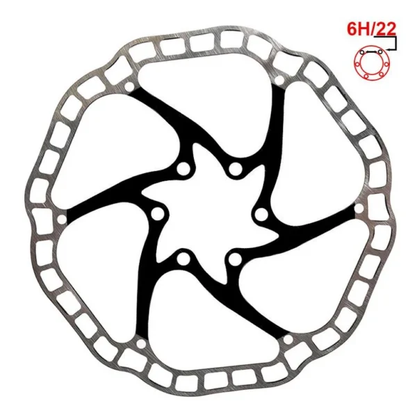 Disque de frein 160 mm 6 trous, araignée noire, piste festonnée