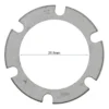 Plan coté vu de dessus : l'alésage central mesure 26,8 mm, entouré des six encoches. Plan coté vu de dessus : l'alésage central mesure 26,8 mm, entouré des six encoches.