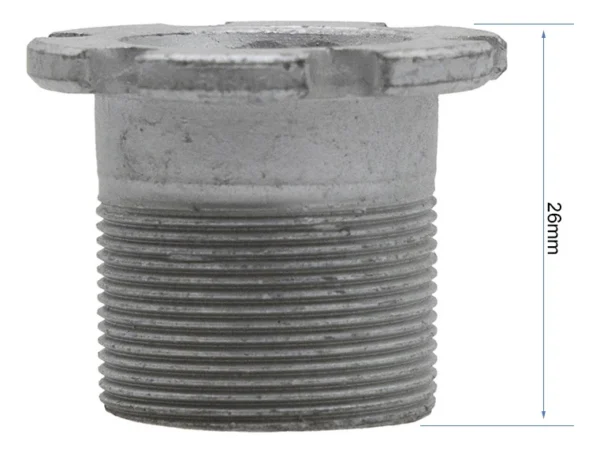 Plan coté de profil : la douille mesure 26 mm de hauteur, collerette comprise. Plan coté de profil : la douille mesure 26 mm de hauteur, collerette comprise.