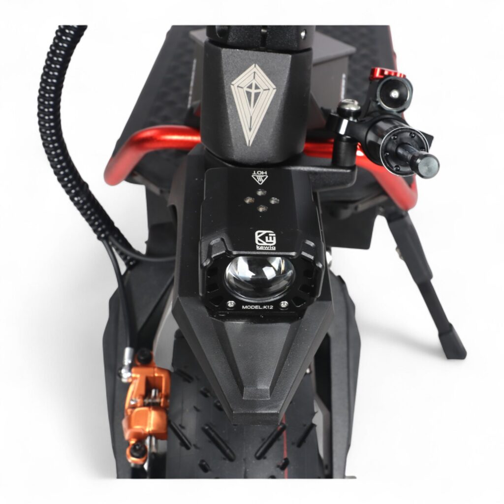 Phare avant à LED de la Dualtron Alien, amortisseur de direction et béquille latérale