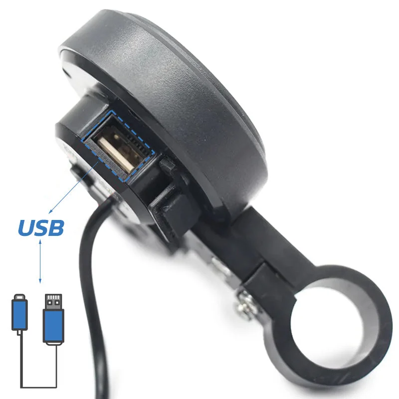 Port USB du bloc de guidon TF-100, sous son capot