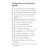 Table des codes d'erreur affichés par l'écran Xiaomi Table des codes d'erreur affichés par l'écran Xiaomi