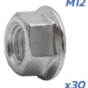 Écrou d'axe moteur de trois quarts, avec les mentions M12 et x30 portées sur l'image