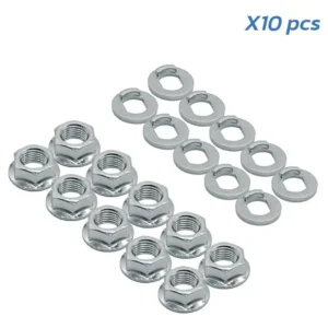 Écrous à embase et rondelles-frein M10 pour moteur Xiaomi — lot de 10 + 10