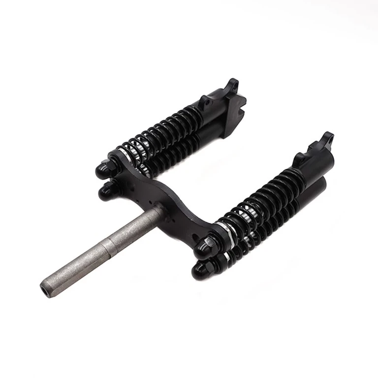 Fourche suspendue UrbanGlide E-Cross Max vue de dessus, té et pivot en acier brut