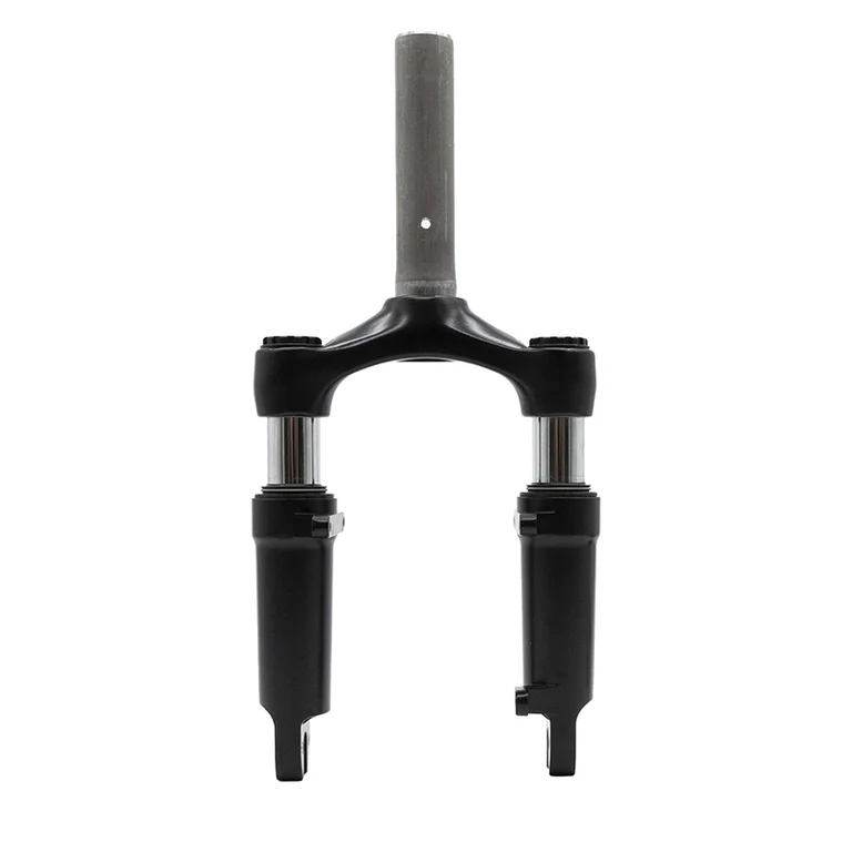 Fourche à suspension Hikerboy Foxtrot Plus vue de face, plongeurs chromés