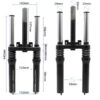 Dessin coté de la fourche Ninebot ZT3 Pro : 440 mm de hauteur, pivot 197 mm