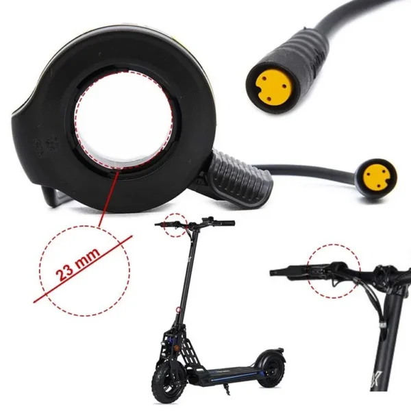 Alésage de 23 mm du collier de la gâchette Ecoxtrem Bison et son connecteur étanche trois broches Alésage de 23 mm du collier de la gâchette Ecoxtrem Bison et son connecteur étanche trois broches