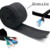 Gaine tressée en tissu de 20 mm, rouleau de 5 mètres
