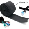 Gaine tressée en tissu de 30 mm, rouleau de 5 mètres