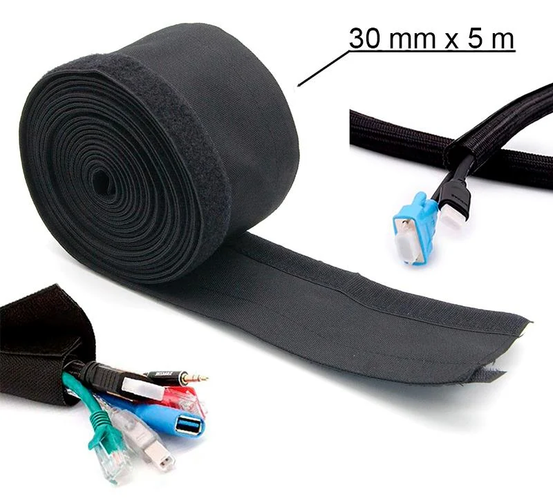 Gaine tressée en tissu de 30 mm, rouleau de 5 mètres