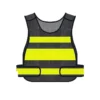 Chasuble réfléchissante en filet noir à deux bandes jaunes larges et sangle de taille Chasuble réfléchissante en filet noir à deux bandes jaunes larges et sangle de taille