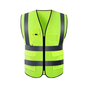Gilet réfléchissant à poches — jaune fluo, fermeture zippée