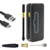 Contenu du colis : gonfleur, câble USB, flexible, embouts et adaptateur laiton Contenu du colis : gonfleur, câble USB, flexible, embouts et adaptateur laiton