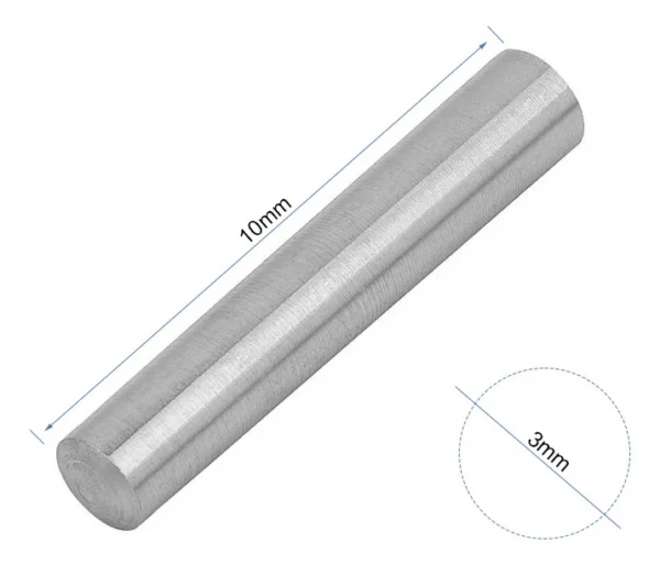Goupille cylindrique cotée : 10 mm de longueur et 3 mm de diamètre
