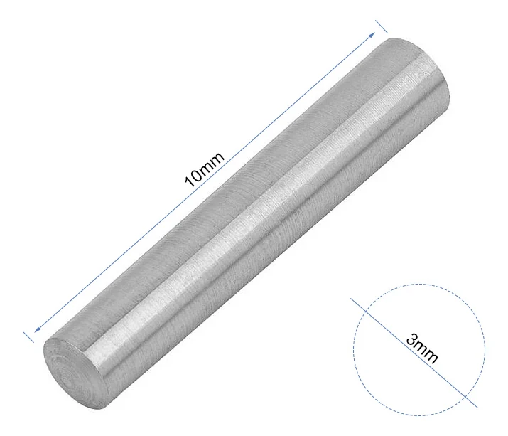 Goupille cylindrique cotée : 10 mm de longueur et 3 mm de diamètre