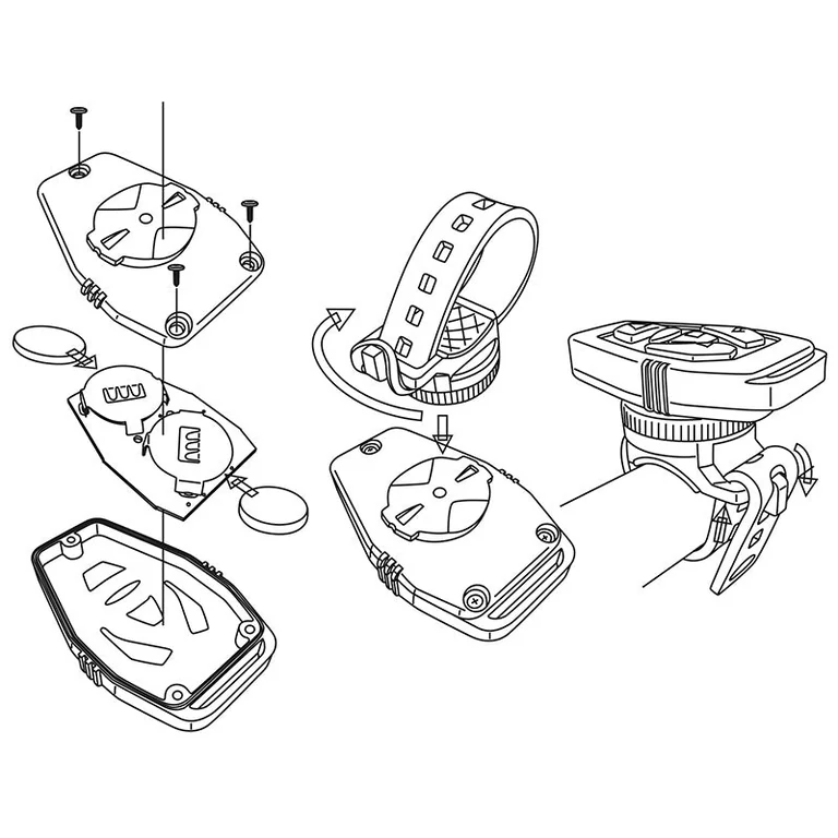 Schéma de montage de la télécommande : bracelet de poignet et collier de guidon
