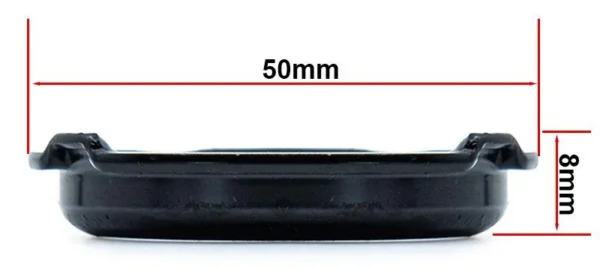 Plaque de blocage vue de profil, cotée 50 mm de large sur 8 mm de hauteur Plaque de blocage vue de profil, cotée 50 mm de large sur 8 mm de hauteur