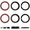 Les six pièces du kit posées à plat : deux roulements, deux coupelles et deux bagues fendues Les six pièces du kit posées à plat : deux roulements, deux coupelles et deux bagues fendues