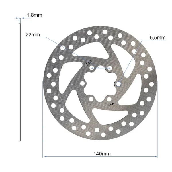 Disque de frein Hikerboy Foxtrot Plus coté : 140 mm de diamètre, 1,8 mm d'épaisseur Disque de frein Hikerboy Foxtrot Plus coté : 140 mm de diamètre, 1,8 mm d'épaisseur