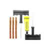 Kit de réparation à mèches pour pneu tubeless : trois mèches, râpe hélicoïdale, outil poseur à chas et tube de dissolution Kit de réparation à mèches pour pneu tubeless : trois mèches, râpe hélicoïdale, outil poseur à chas et tube de dissolution