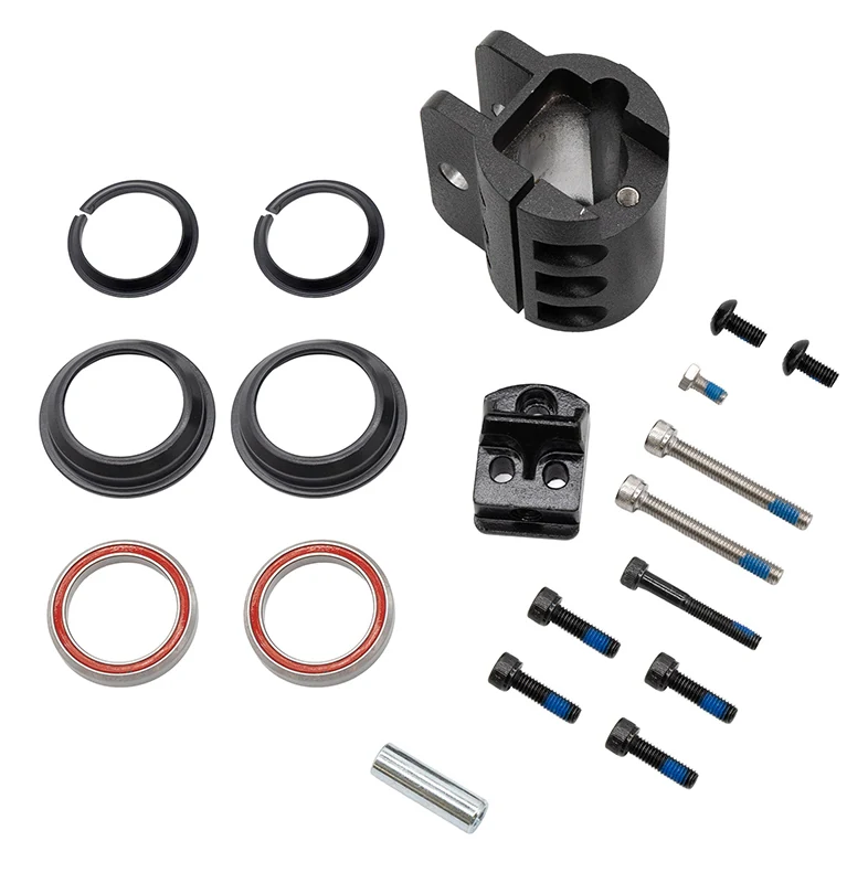 Les 19 pièces du kit NAVEE N65 : charnière, platine, roulements, cuvettes, joncs et visserie