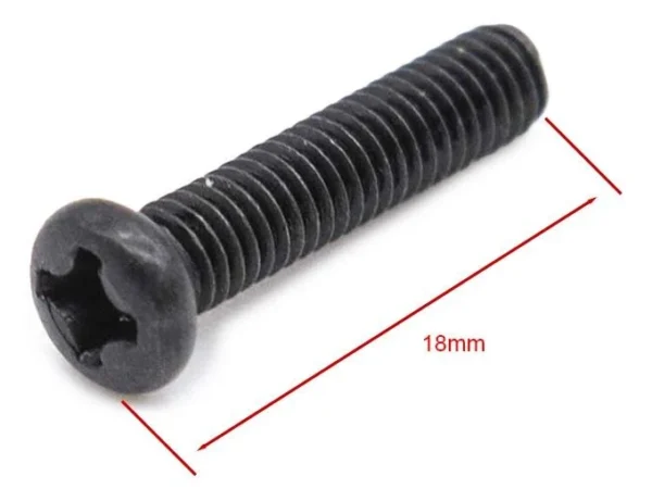 Plan coté de la vis cruciforme à tête cylindrique bombée : 18 mm.