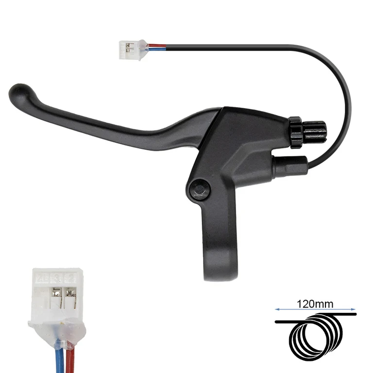 Levier de frein gauche Kukirin G4 avec son câble et son connecteur de coupure moteur