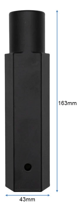 Manchon coté : 163 mm de hauteur totale et 43 mm de largeur de corps Manchon coté : 163 mm de hauteur totale et 43 mm de largeur de corps