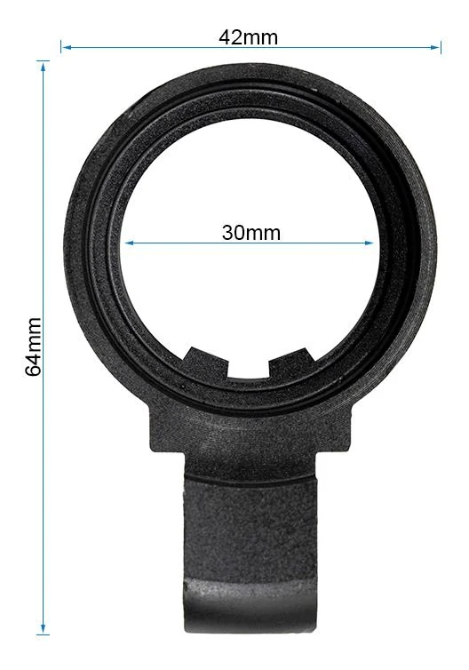 Plan coté vu de dessus : 42 mm de diamètre extérieur, 30 mm d'alésage, 64 mm hors tout