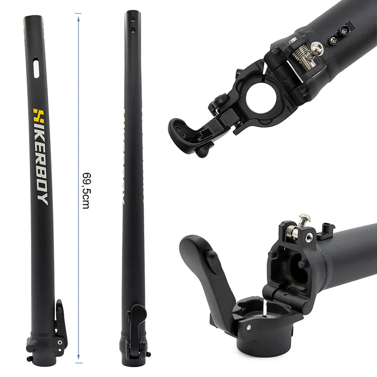 Mât de direction Hikerboy Foxtrot Plus coté à 69,5 cm avec son mécanisme de pliage