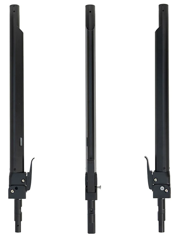 Mât de direction Kukirin G3 noir vu sous trois angles, embase de pliage à levier en pied