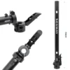 Cote de 64 cm portée sur le mât Ninebot F3, avec gros plans du collier articulé et de son levier