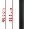 Plan coté du mât avec les cotes rouges de 66,5 cm hors tout et 59,5 cm de tube