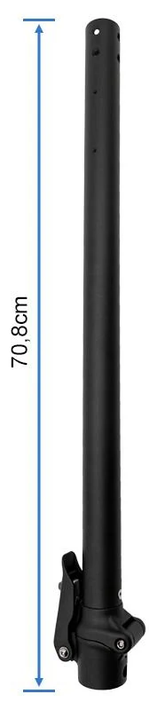 Plan coté du mât NIU KQi2 Pro : 70,8 cm de longueur totale, du haut du tube au bas du collier Plan coté du mât NIU KQi2 Pro : 70,8 cm de longueur totale, du haut du tube au bas du collier