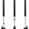 Mât de direction NIU KQi3 Sport vu sous trois angles, tube noir en haut et blanc en bas