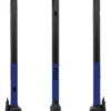 Mât de direction NIU KQi3 Sport bleu et noir vu de face et de profil, charnière de pliage en bas du tube